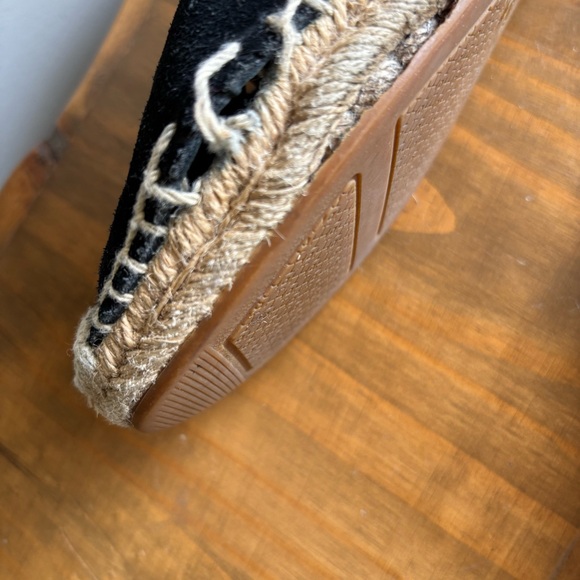 Tory Burch Sidney Fumo Beige Suede Size 10 Women Tory Burch Sidney Espadrilles Slip-On Shoes/Flats-Black Suede Leather/Jute -Sz 7